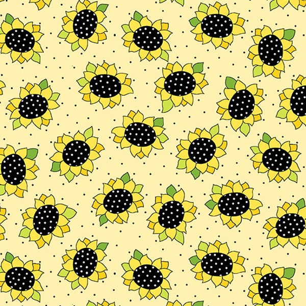 Sunflowers and Honey - Sunflower Heads Sunshine Yellow from Andover Fabrics