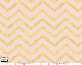 Glitz - Sleek Chevron Pearlized Blush - 100% cotton print metallic from Michael Miller