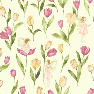 Pequeña carta de amor: hada de los tulipanes en amarillo pálido de UN/NO Fabric