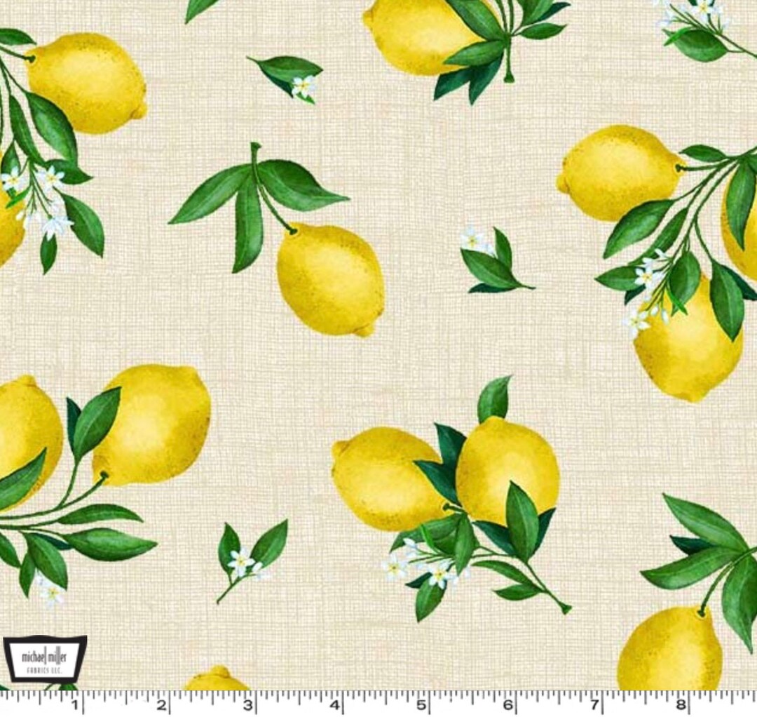 Lemon Fresh Lemon Texture Beige From Michael Miller Fabric Etsy