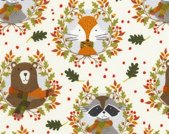 Lookin' Foxy - Forest Animals Wreath Cream from Timeless Treasures Fabrics