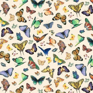 Delicate Creation - Butterflies Cream from Elizabeth’s Studio Fabric