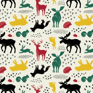 Hudson FLANNEL - Animales del bosque Natural de Camelot Fabrics