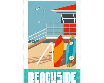 Surf’s Up - Beach PANEL 24 Inches from Henry Glass Fabric