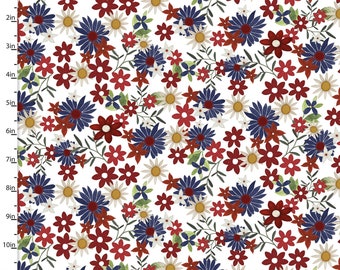 Sweet Land of Liberty - Allover Floral White from 3 Wishes Fabric