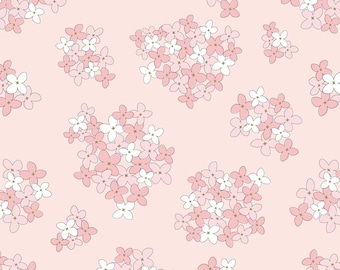 カントリー ロード - ほぼ天国、ピンクの花柄、ポピー コットン生地より
