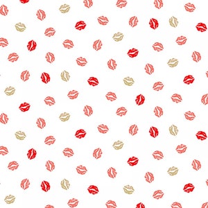 Pamper - Lips Toss White from Makower UK  Fabric
