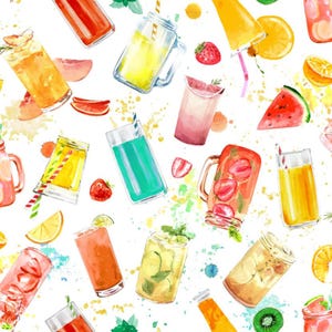Summer Fruit Drinks White from Springs Creative Fabric