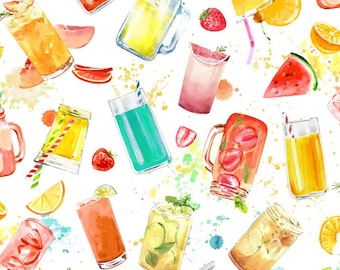 Bebidas de frutas de verano blancas de Springs Creative Fabric