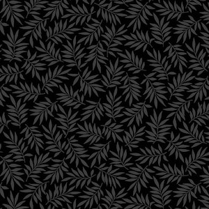 Century Black on Black - Allover Ferns from Andover Fabrics