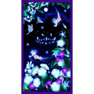 Magic Moon Garden GLOW in DARK - Moon Garden PANEL 24 Inches from Henry Glass Fabric
