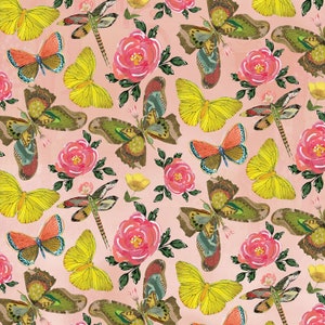 A Heart Led Life - Butterfly Toss Pink by Kelly Rae Roberts from Benartex Fabrics