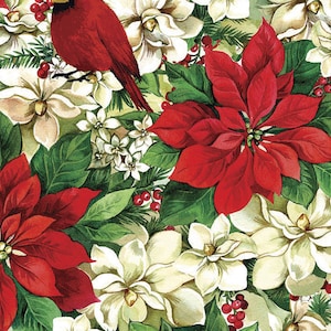 Christmas Garden - Poinsettias Cardinal from Quilter’s Palette