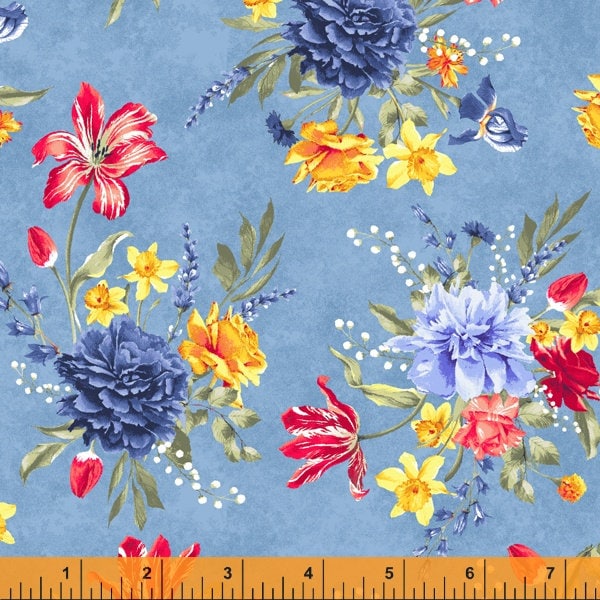 Delilah - Spring Florals Blue by Whistler Studios from Windham Fabrics