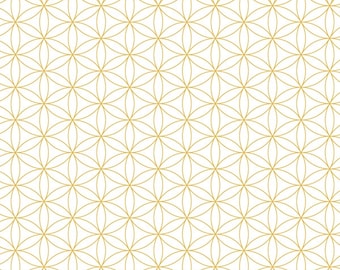 Orbit - Flower of Life White Metallic by Whistler Studios from Windham Fabrics