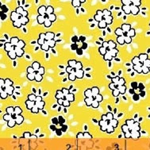 Playdate - Flor amarilla dispersa de MY-KT de Windham Fabrics