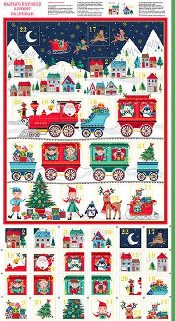 Santa Express Advent Calendar PANEL 24 Inches From Makower Etsy