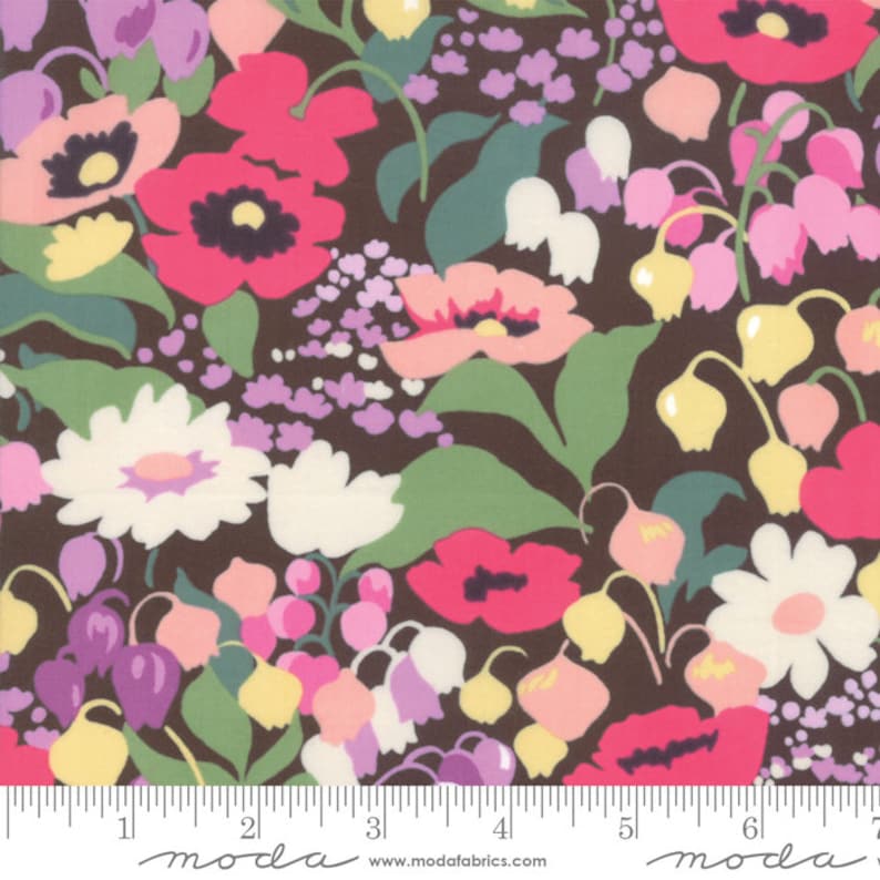 Regent Street Lands Florals Chocolate Brown from Moda Fabrics