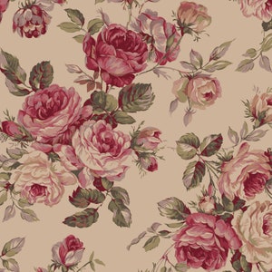 Ruru Bouquet Classic Library 3 - Rose Toss Natural from Quilt Gate Fabric