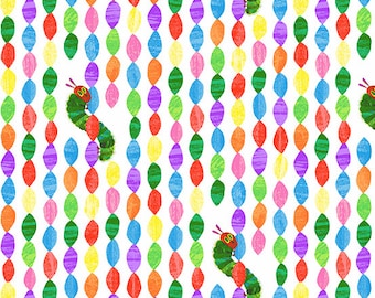 The Very Hungry Caterpillar Bright - Beads Caterpillar White by Eric Carle from Andover Fabrics