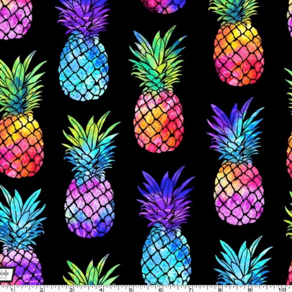 Good Vibes Only - Tropical State of Mind Pineapples Black from Michael Miller Fabric