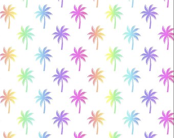 Surfside - Palm Trees White from Freckle and Lollie Fabric