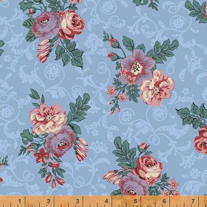 Bedford - Floral Bouquets Lt Blue by Mary Koval from Windham Fabrics