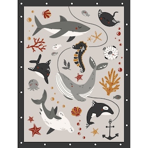 Water Babies - Sea Creatures 35 Inch PANEL from Studio E Fabrics