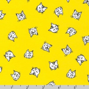 Animal Club - Cat Yellow from Robert Kaufman Fabrics