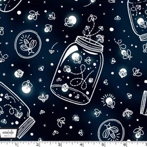 Light Up My World GLOW in DARK - Sparks In The Night Navy from Michael Miller Fabric