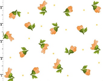 Fresh As A Daisy - Tossed Buds White by Rachel Shelburne from Maywood Studio Fabric