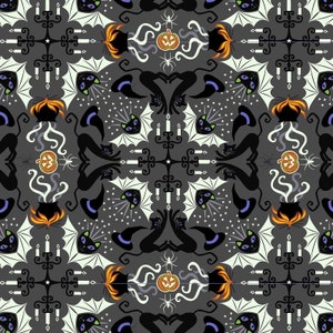 Casa embrujada que brilla en la oscuridad: sombreros, gatos y murciélagos de tela de Henry Glass