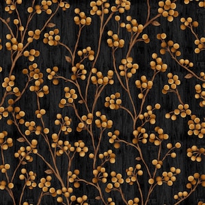 Plain and Simple - Berry Branches Black from Henry Glass Fabric