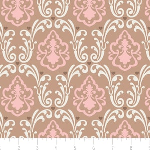 SALE - With Love - Damask Caramel by Jacqueline Savage McFee from Camelot Fabrics