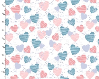 Mommy and Me FLANNEL - Hearts White from 3 Wishes Fabric