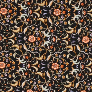 Sew de Vine - Vine Flowers Orange on Black from Choice Fabrics