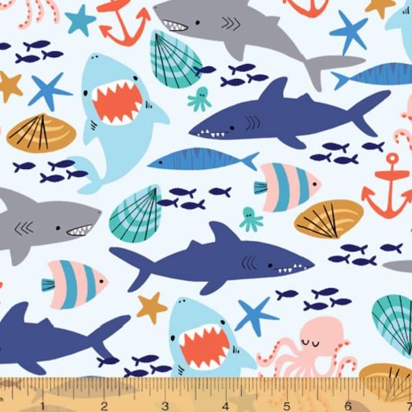 Cubby Bear FLANNEL - Sea Friends Sea Mist Blue by Whistler Studios from Windham Fabrics