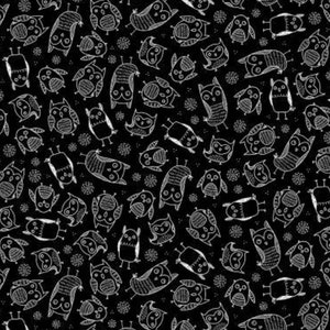 Light Up My World GLOW in DARK - Owls Black from Michael Miller Fabric