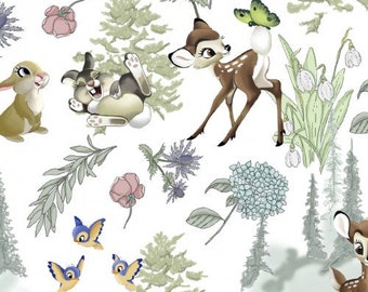 Bambi - Bambi und Friends Floral Toss White von Disney from Springs Creative Fabric
