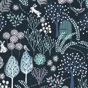Secret Winter Garden, Tela Secret Garden Pearl Midnight Blue de Lewis and Irene