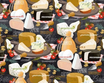 Salumi e cocktail - Piatto di formaggi di Print Concepts Fabric