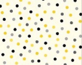 Ups A Daisy - Fresh Dots Yellow Gray Multi from Michael Miller Fabric