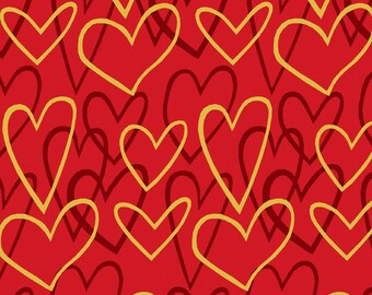 Heart Outlines on Red from EE Schenck