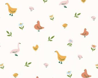 Picnic - Bird Life Ivory by Helena Nilsson from Felicity Fabrics