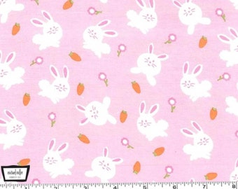 Bunny Love - Bunnies Pink - Cotton Flannel Fabric from Michael Miller