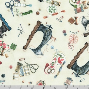 Machine à coudre Make it Sew - Vintage White de Robert Kaufman Fabrics