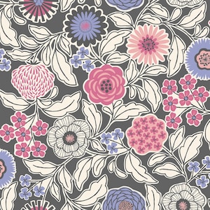 North Europe Style DOBBY Floral Grey 58 Inches from Cosmo Fabric