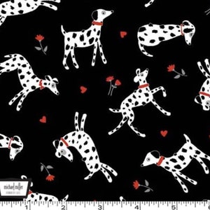 Bow Wow Wow - Faith Friend Dalmatian Black  from Michael Miller Fabric