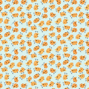 En la granja - Pollitos de granja turquesa de Terry Runyan de Contempo Fabric