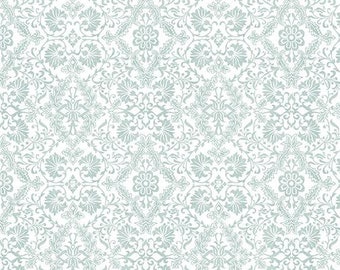 Ord att leva efter - Medaljongspets turkos från Benartex Fabrics
